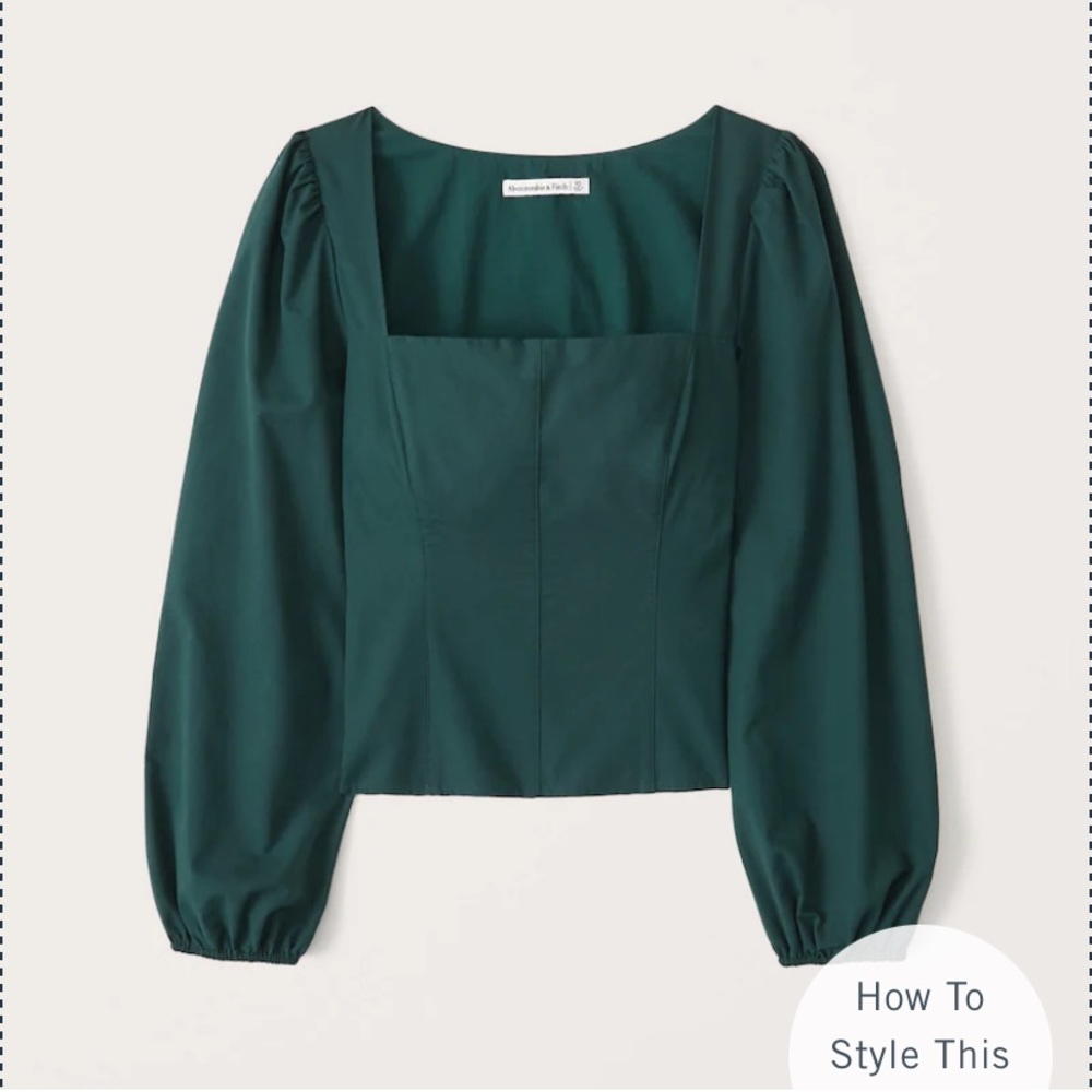A&F Deep Green Squareneck Corset Top